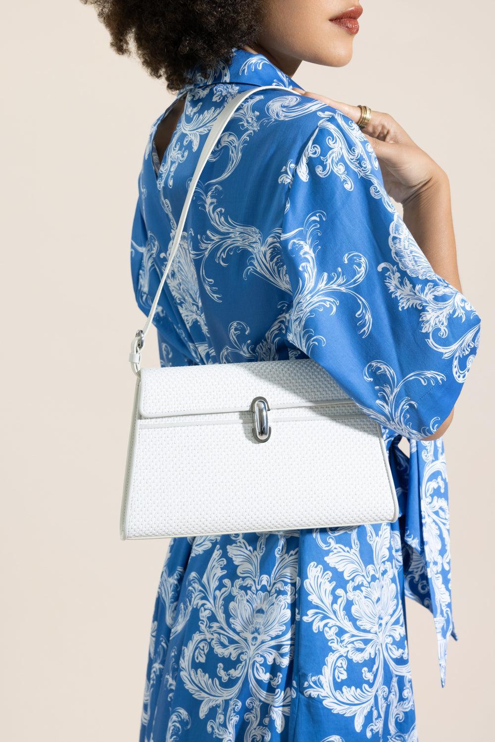 Symmetry Shoulder Bag - Ivory Raffia-CREAM-O/S-HANDBAGSHOULDER-SAVETTE