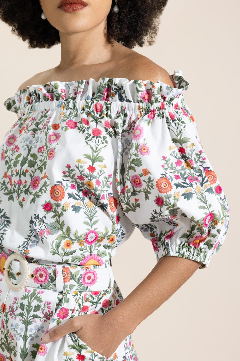Gwen Top - Botanic Eden-FLORAL-0-CLOTHINGTOPBLOUSE-BORGO DE NOR