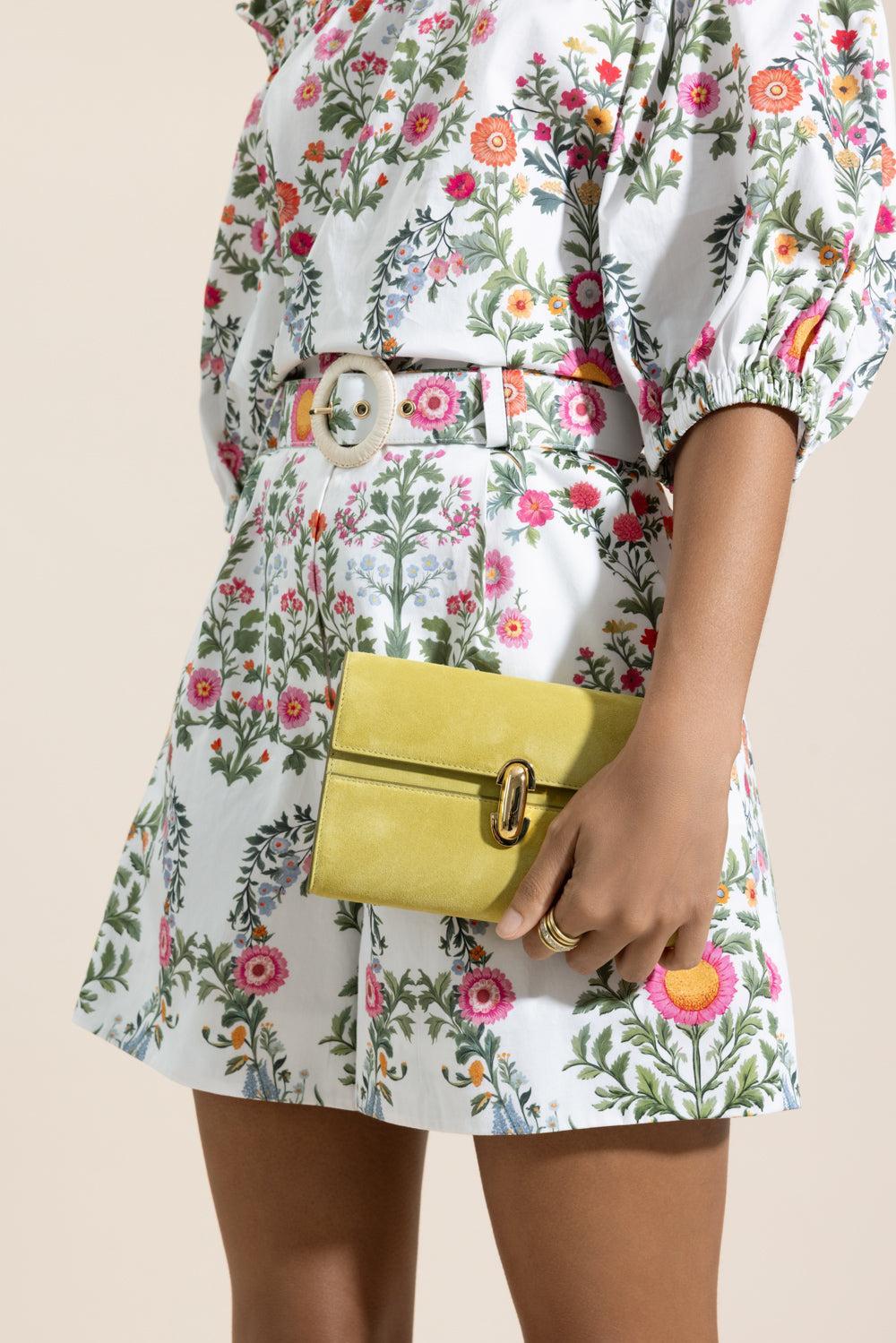 Symmetry Mini Bag - Chartreuse Suede-GREEN-O/S-HANDBAGSHOULDER-SAVETTE
