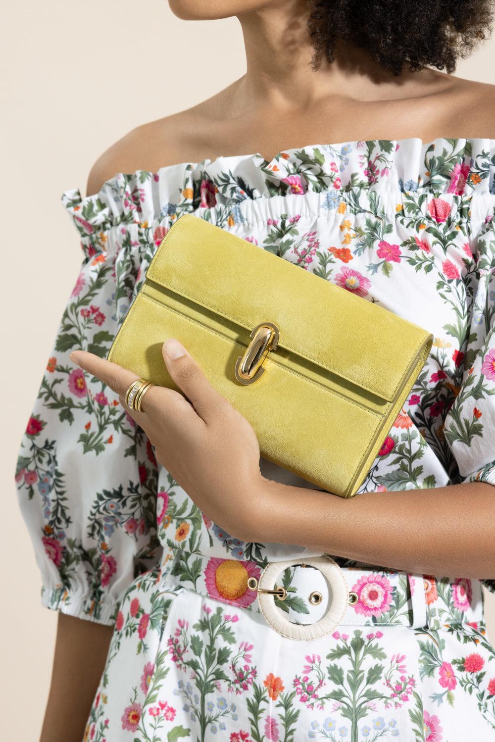 Symmetry Mini Bag - Chartreuse Suede-GREEN-O/S-HANDBAGSHOULDER-SAVETTE