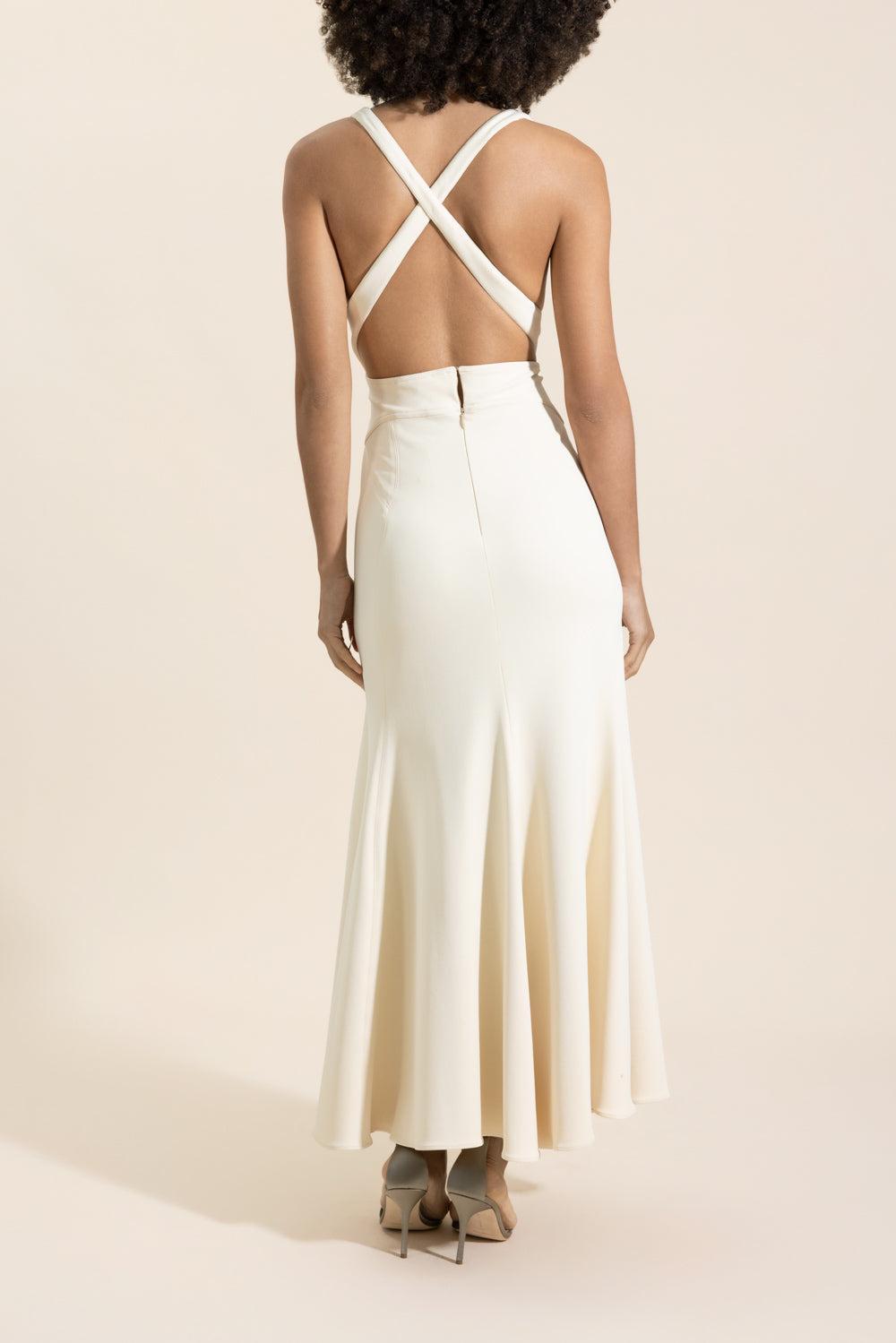 Cut Out Halter Dress-CREAM-34-CLOTHINGDRESSCOCKTAIL-RABANNE