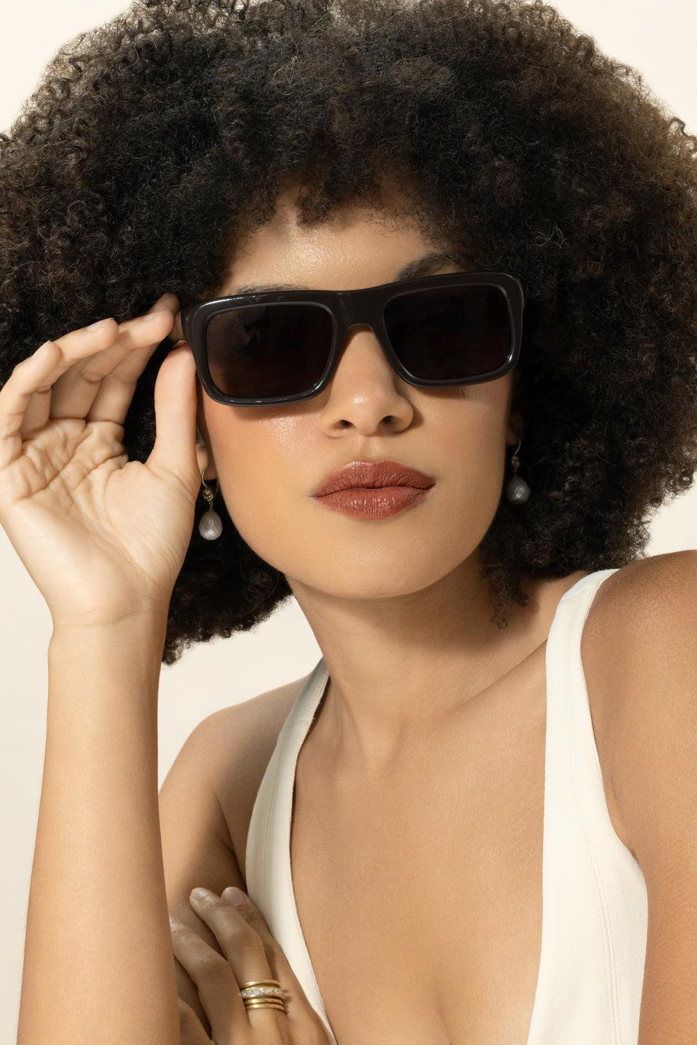 Rectangle Sunglasses-BROWN-ACCESSORIESUNGLASSES-PRADA