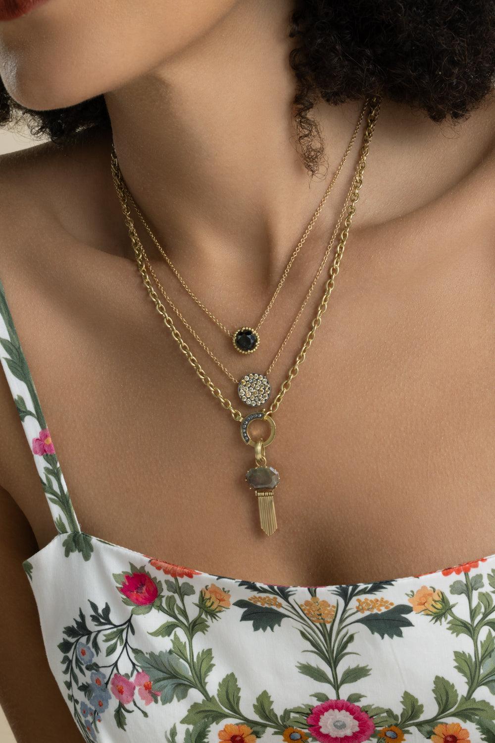 Yellow Diamond Fancy Argile Ten Table Pendant Necklace-YELLOW GOLD-JEWELRYFINE JEWELNECKLACE O-SYLVA & CIE