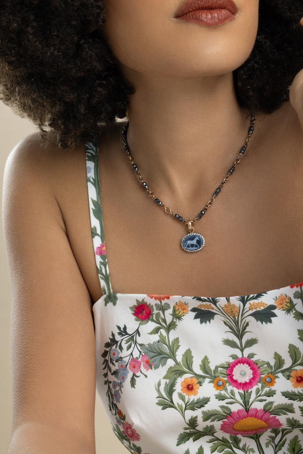 Hematite Bead Chain Necklace-ROSE GOLD-18-JEWELRYFINE JEWELNECKLACE O-SYLVA & CIE