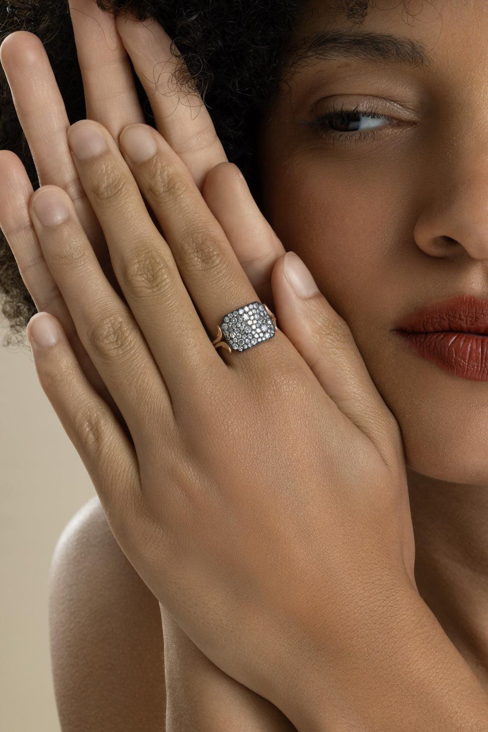 Diamond Baby Mini Ten Table Ring-ROSE GOLD-6.75-JEWELRYFINE JEWELRING-SYLVA & CIE