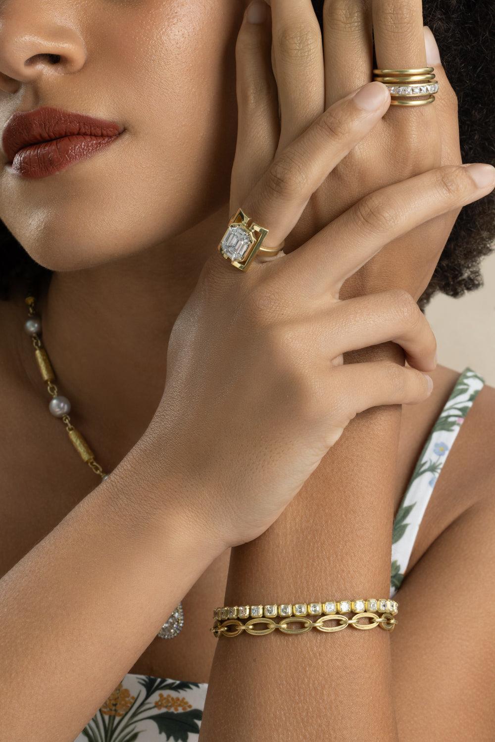 Mosaic Diamond Ring-YELLOW GOLD-7.5-JEWELRYFINE JEWELRING-SYLVA & CIE
