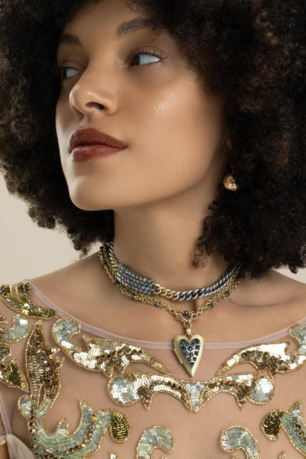 Diamond Section Necklace-YELLOW GOLD-18-JEWELRYFINE JEWELNECKLACE O-SYLVA & CIE