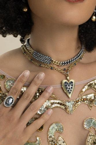 Diamond Section Necklace-YELLOW GOLD-18-JEWELRYFINE JEWELNECKLACE O-SYLVA & CIE
