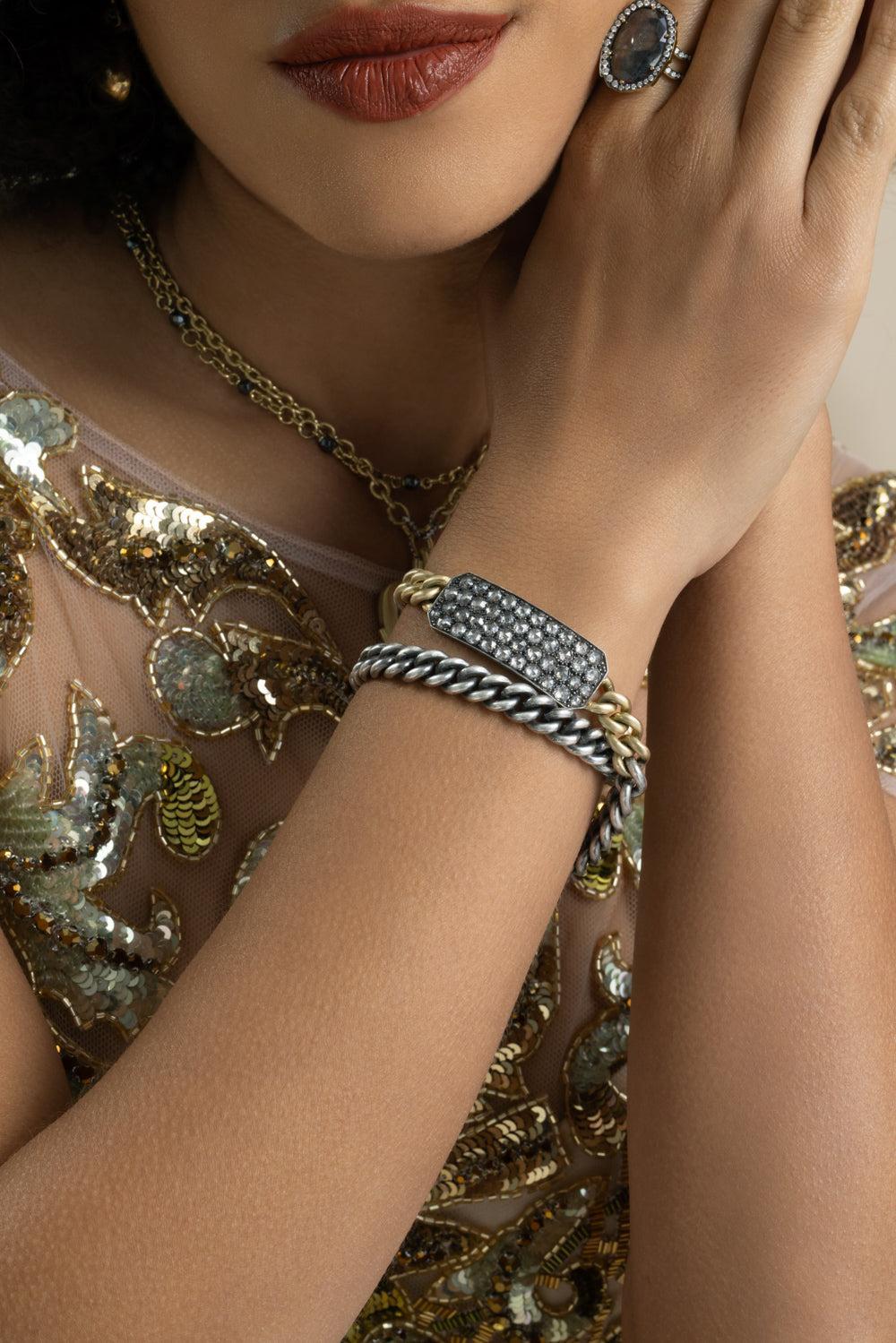 Grey Diamond Ten Table Bracelet-SILVER-JEWELRYFINE JEWELBRACELET O-SYLVA & CIE