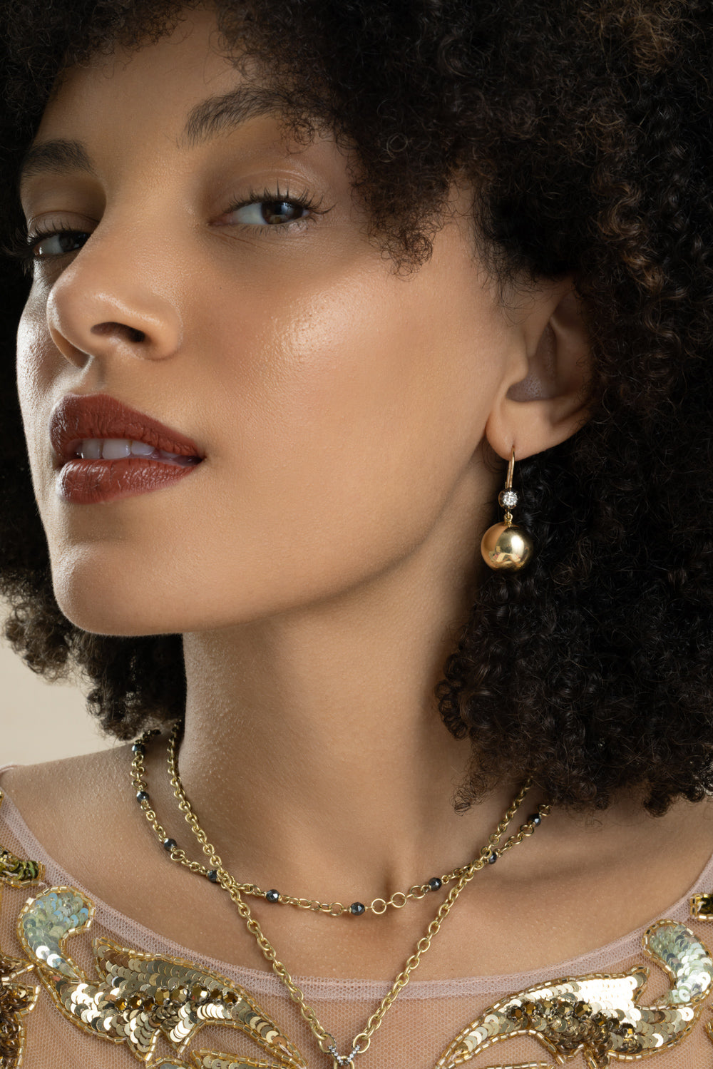 Diamond Old European Caviar Ball Earrings