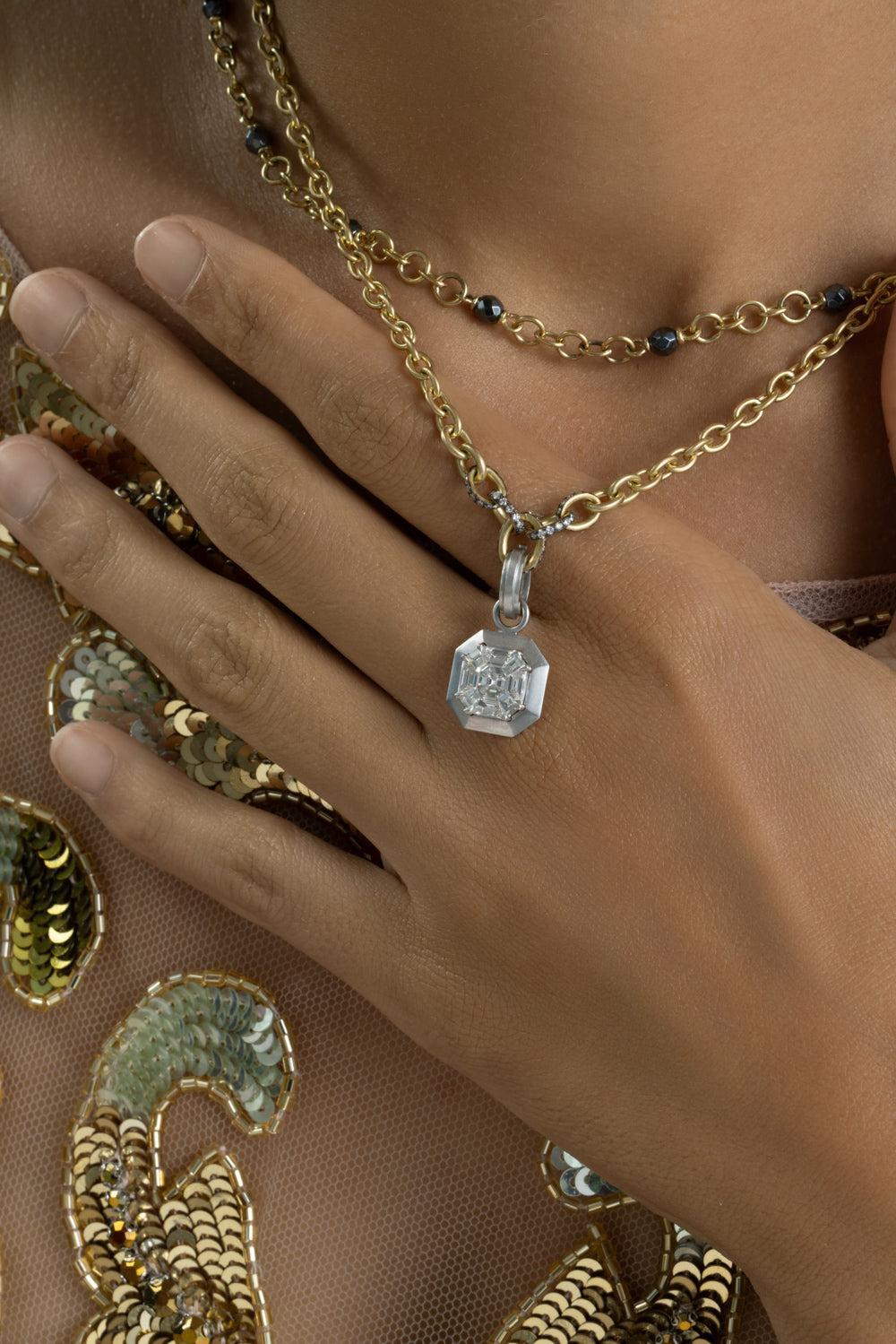 Mosaic Diamond Pendant-WHITE GOLD-JEWELRYFINE JEWELPENDANT-SYLVA & CIE