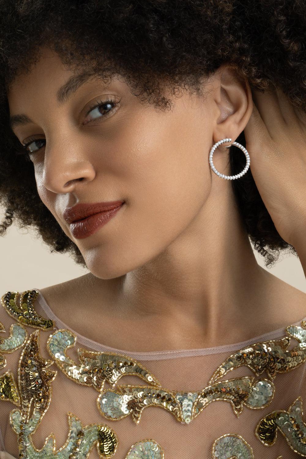 Diamond Small Extensible Earrings-WHITE GOLD-JEWELRYFINE JEWELEARRING-ROBERTO DEMEGLIO