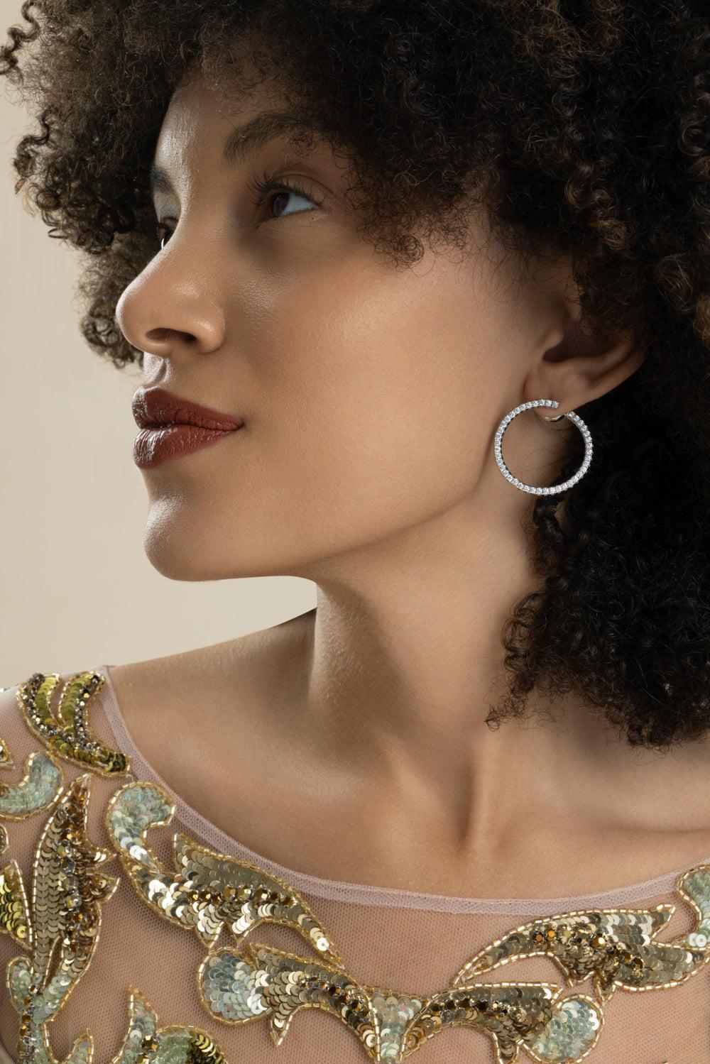 Diamond Small Extensible Earrings-WHITE GOLD-JEWELRYFINE JEWELEARRING-ROBERTO DEMEGLIO