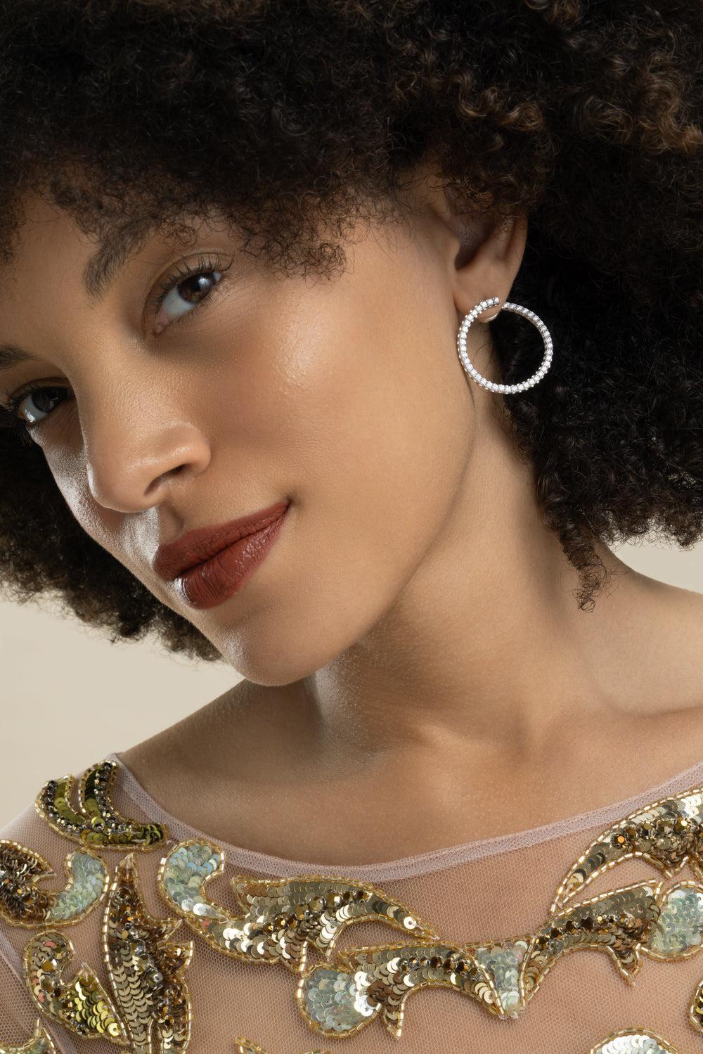 Diamond Small Extensible Earrings-WHITE GOLD-JEWELRYFINE JEWELEARRING-ROBERTO DEMEGLIO
