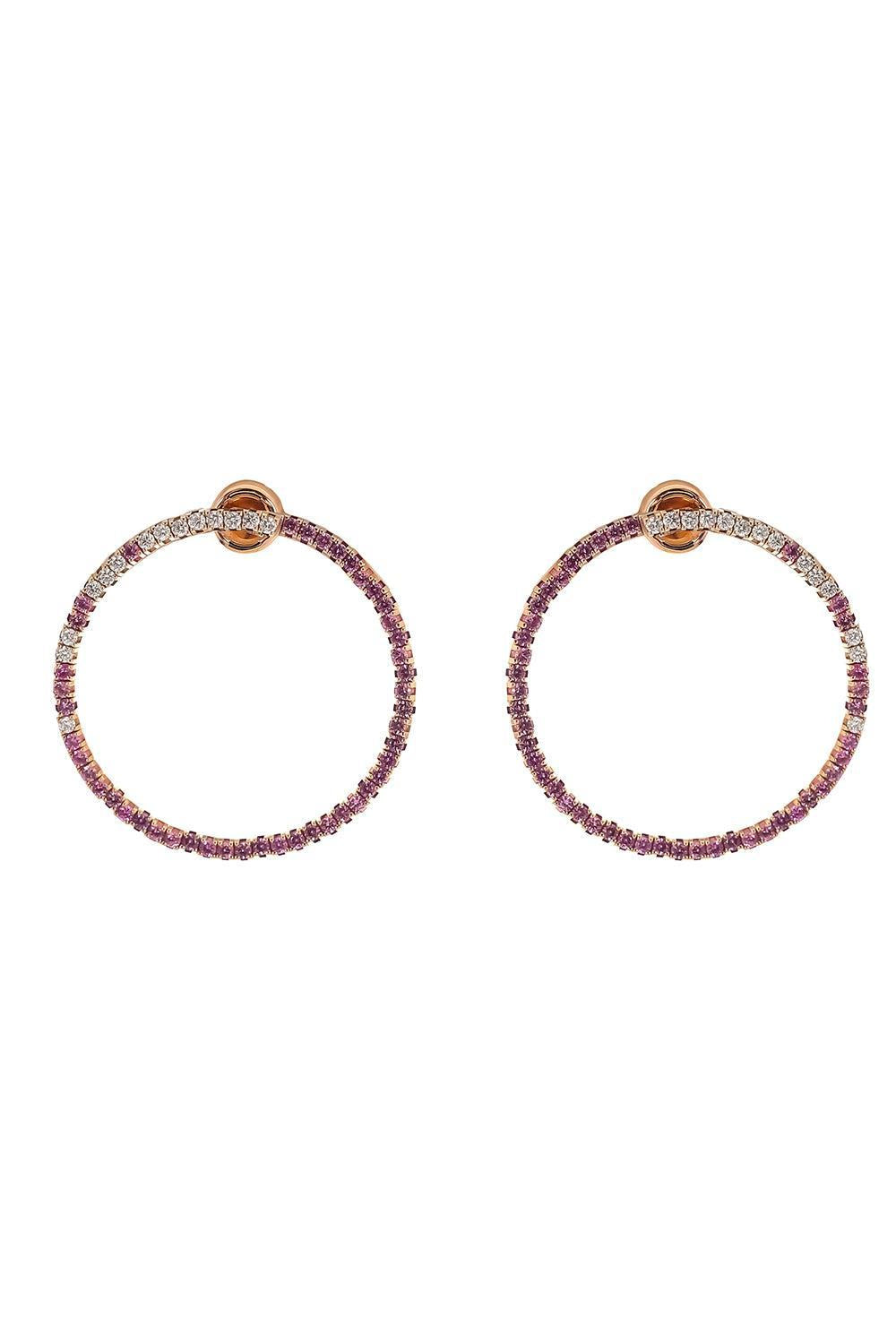 Pink Sapphire Diamond Extensible Earrings-ROSE GOLD-JEWELRYFINE JEWELEARRING-ROBERTO DEMEGLIO