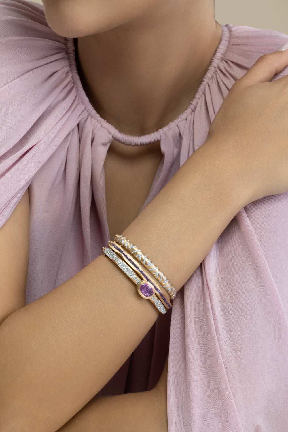 Diamond Chevron Bangle Bracelet
