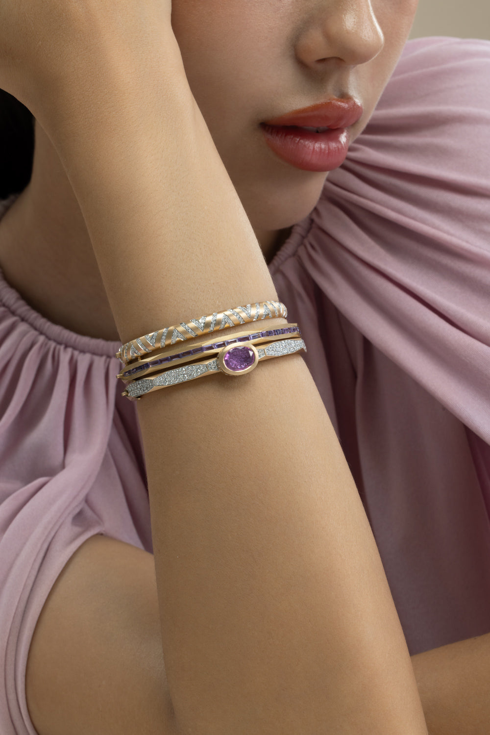Diamond Chevron Bangle Bracelet