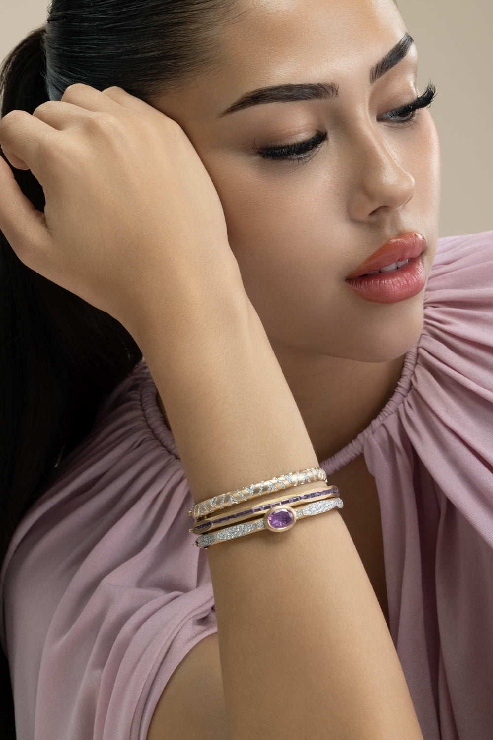 Diamond Chevron Bangle Bracelet