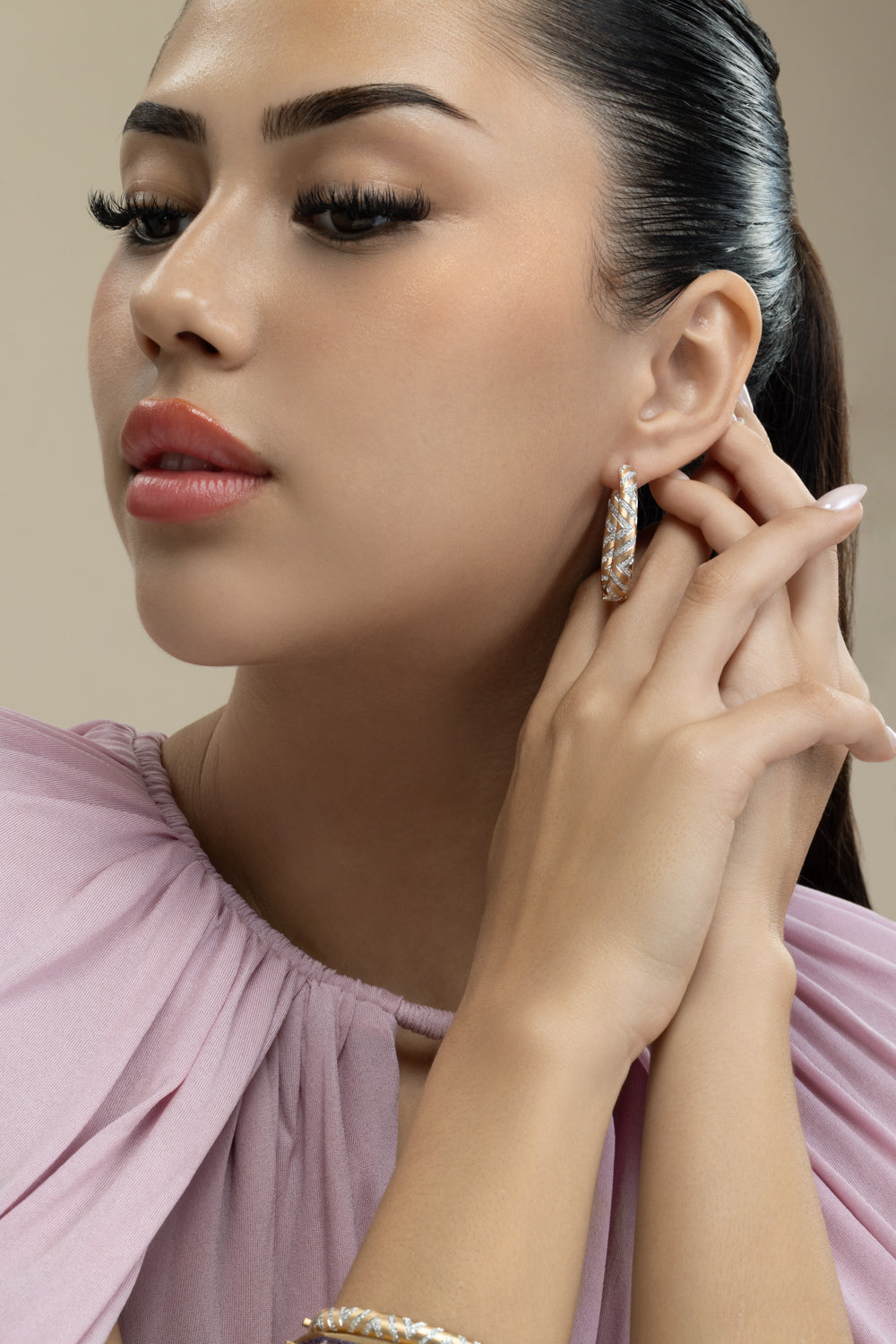 Diamond Chevron Hoop Earrings