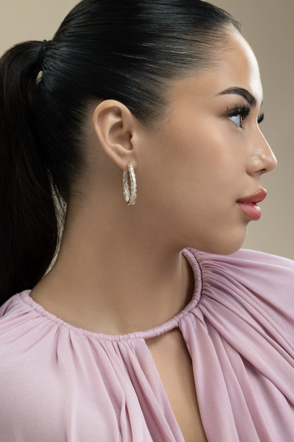 Diamond Chevron Hoop Earrings