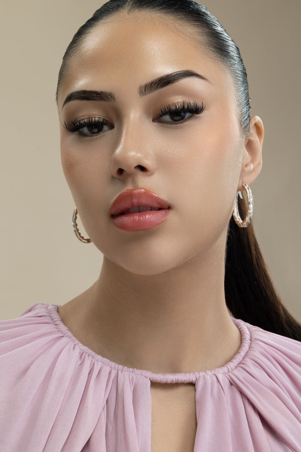 Diamond Chevron Hoop Earrings