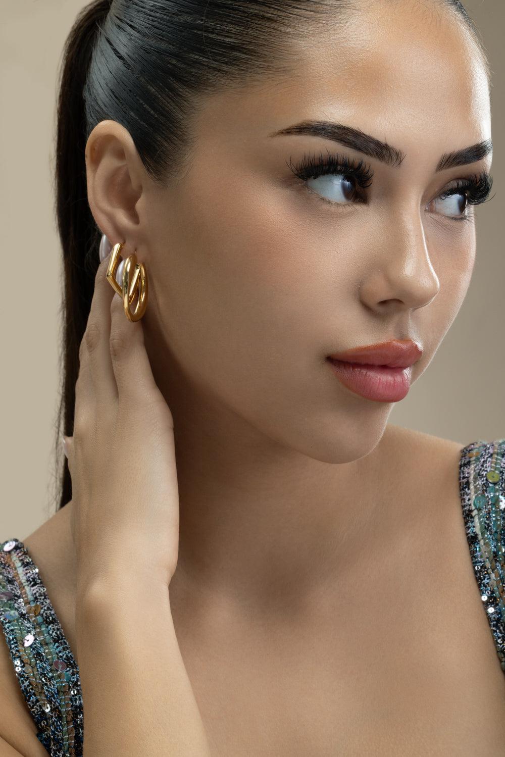 Square Hoop Earrings-YELLOW GOLD-JEWELRYFINE JEWELEARRING-LISA NIK