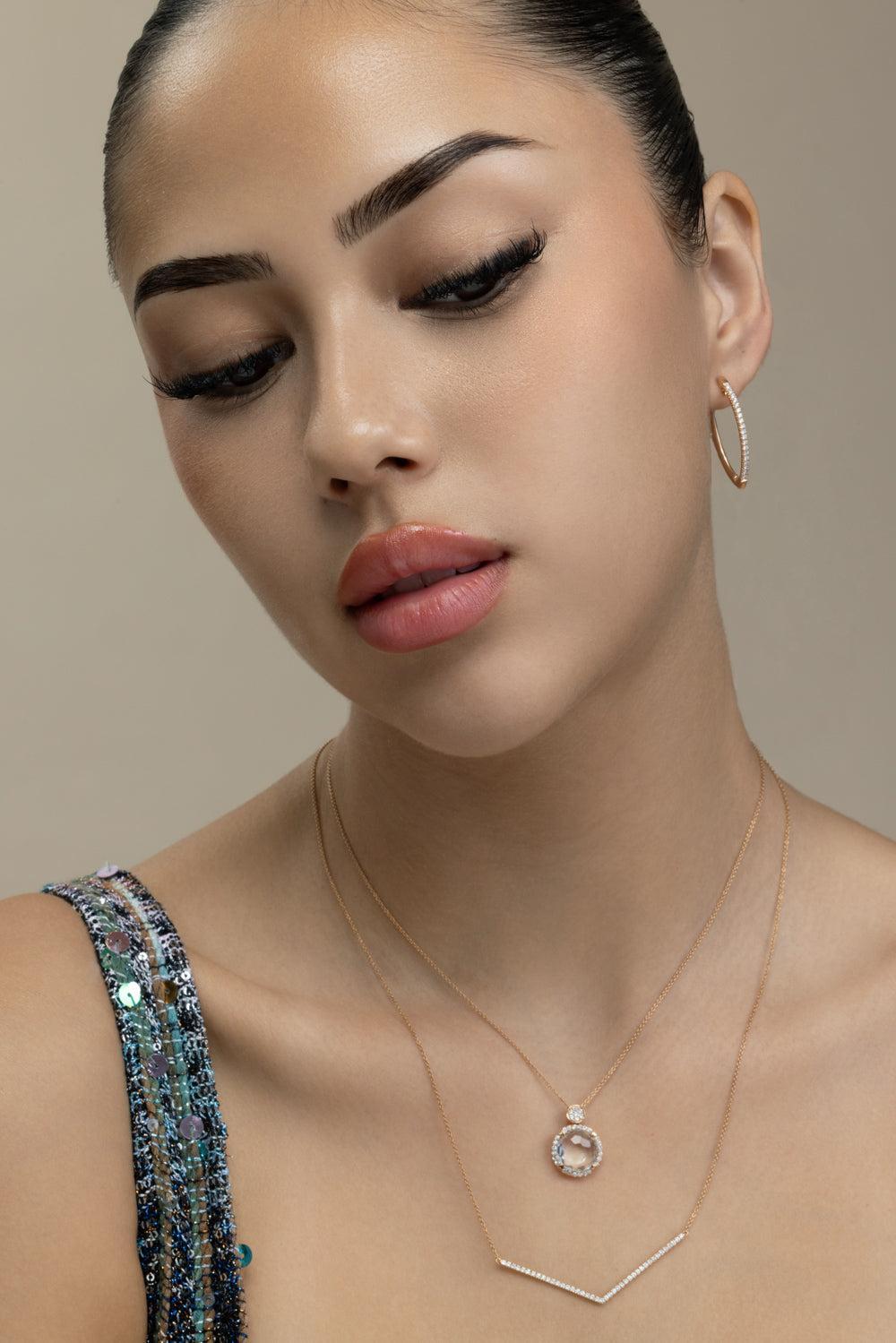 Diamond Pear Hoop Earrings-ROSE GOLD-JEWELRYFINE JEWELEARRING-LISA NIK