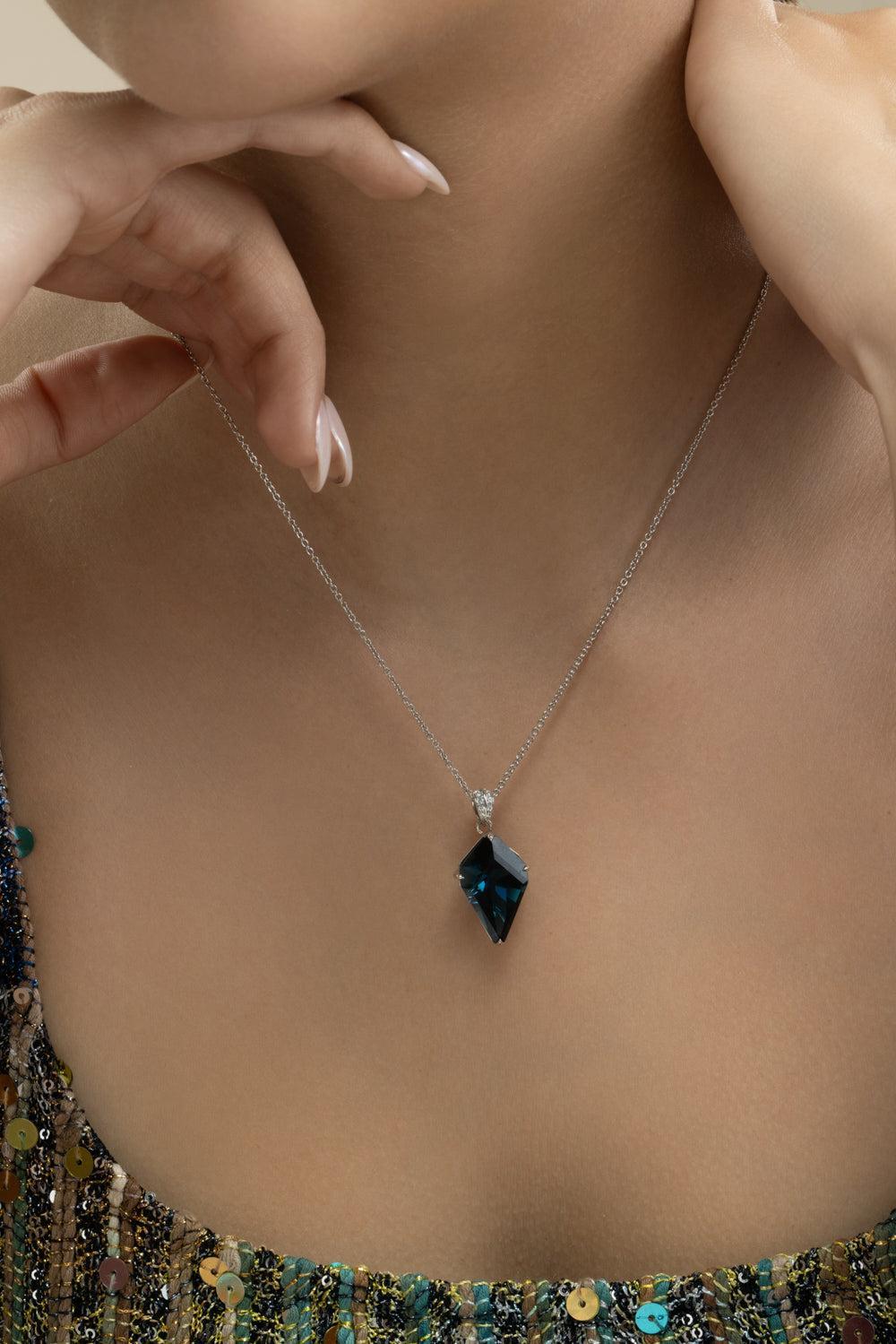 London Blue Topaz Kite Necklace-WHITE GOLD-JEWELRYFINE JEWELNECKLACE O-LISA NIK