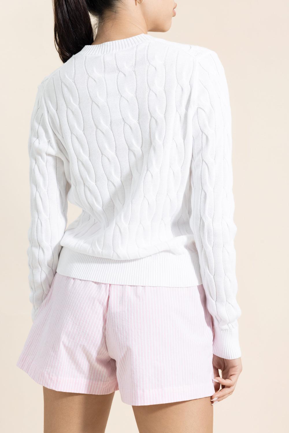 Classic Cable Knit Cardigan-WHITE-XS-CLOTHINGTOPCARDIGAN-MINNIE ROSE