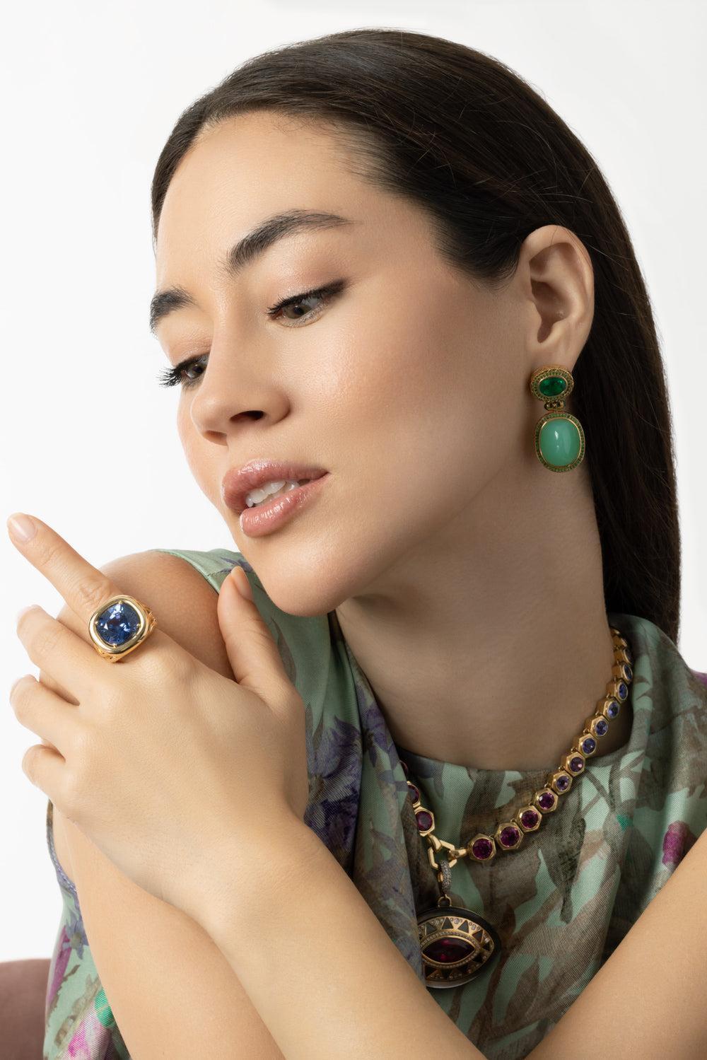 Blue Sapphire Giza Ring-YELLOW GOLD-6-JEWELRYFINE JEWELRING-HARWELL GODFREY