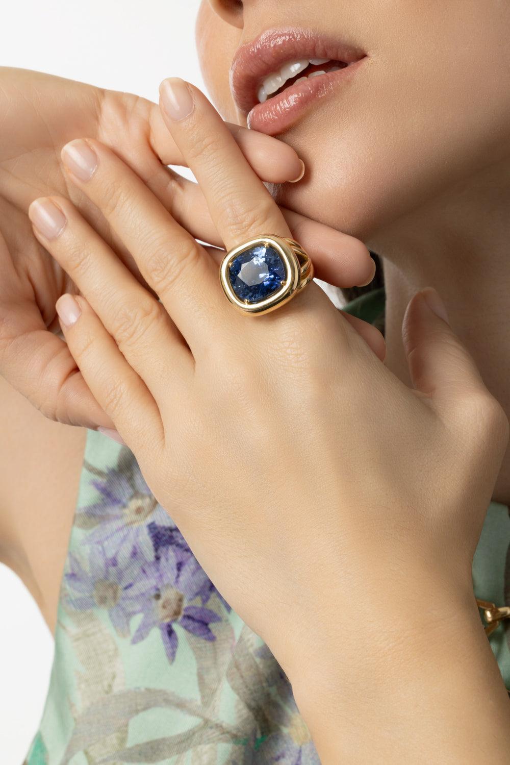 Blue Sapphire Giza Ring-YELLOW GOLD-6-JEWELRYFINE JEWELRING-HARWELL GODFREY