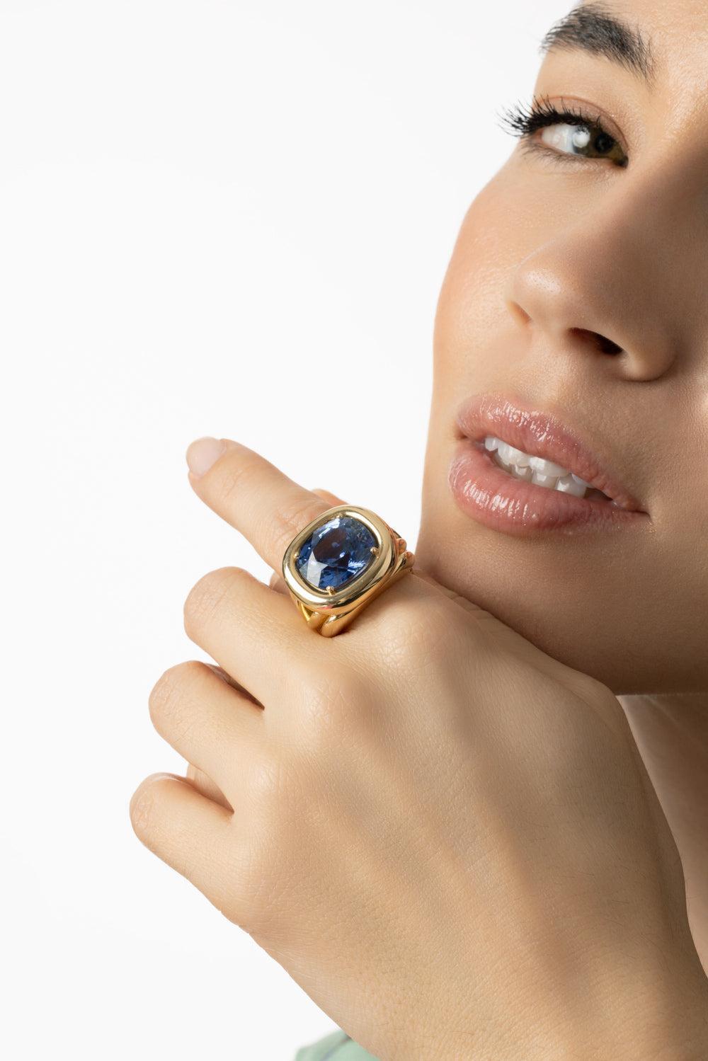 Blue Sapphire Giza Ring-YELLOW GOLD-6-JEWELRYFINE JEWELRING-HARWELL GODFREY
