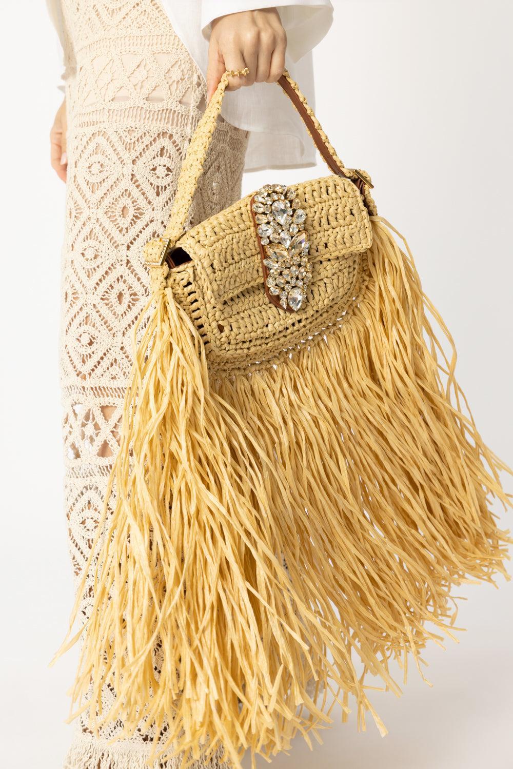 Habibi Fringe Bag - Natural | GEDEBE – Marissa Collections