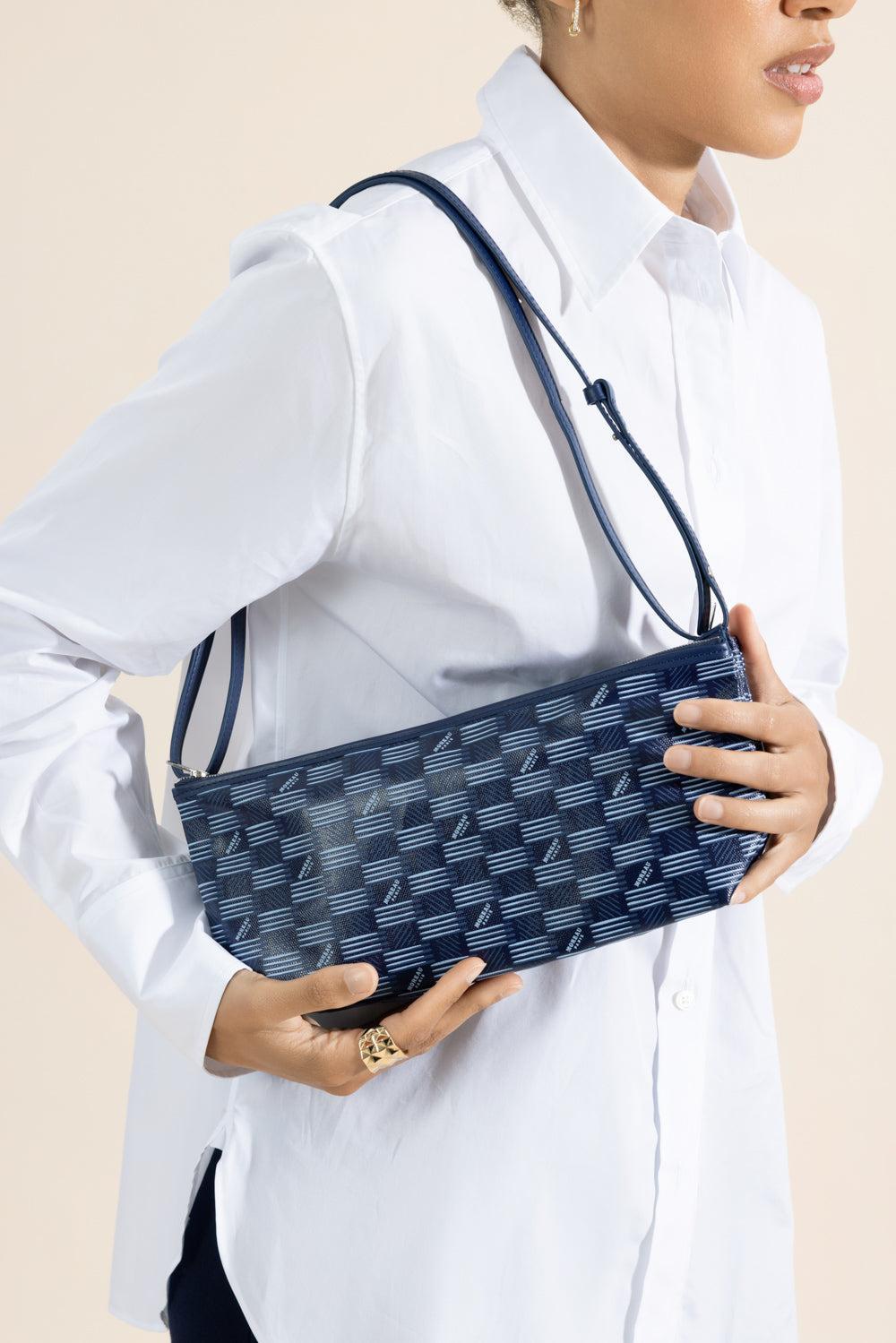 Antoine Double Long Bag - Navy Blue Natural-BLUE-HANDBAGSHOULDER-MOREAU