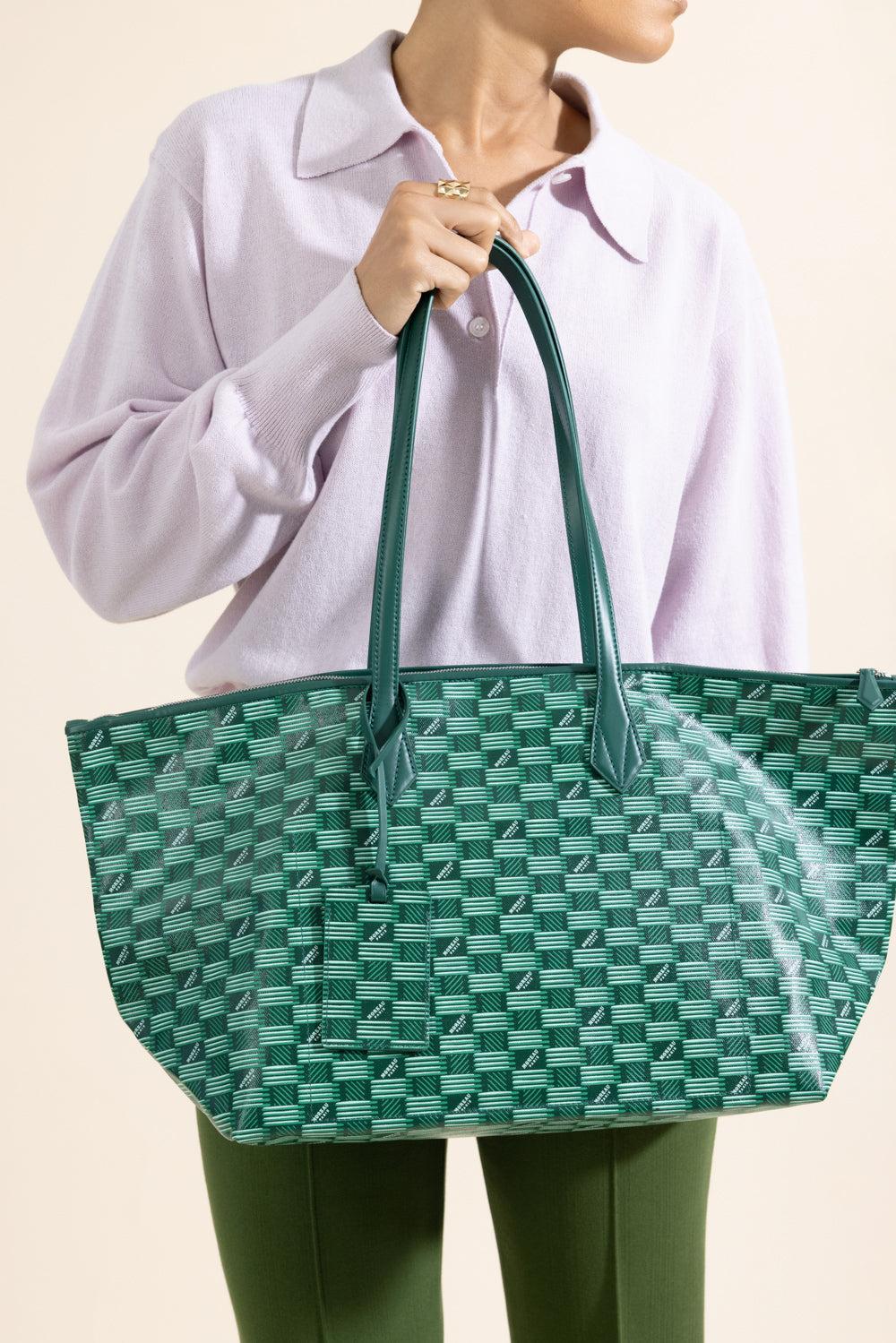 Louis Moreau Vogue Travel Tote - Green Natural-GREEN-HANDBAGTOTES-MOREAU