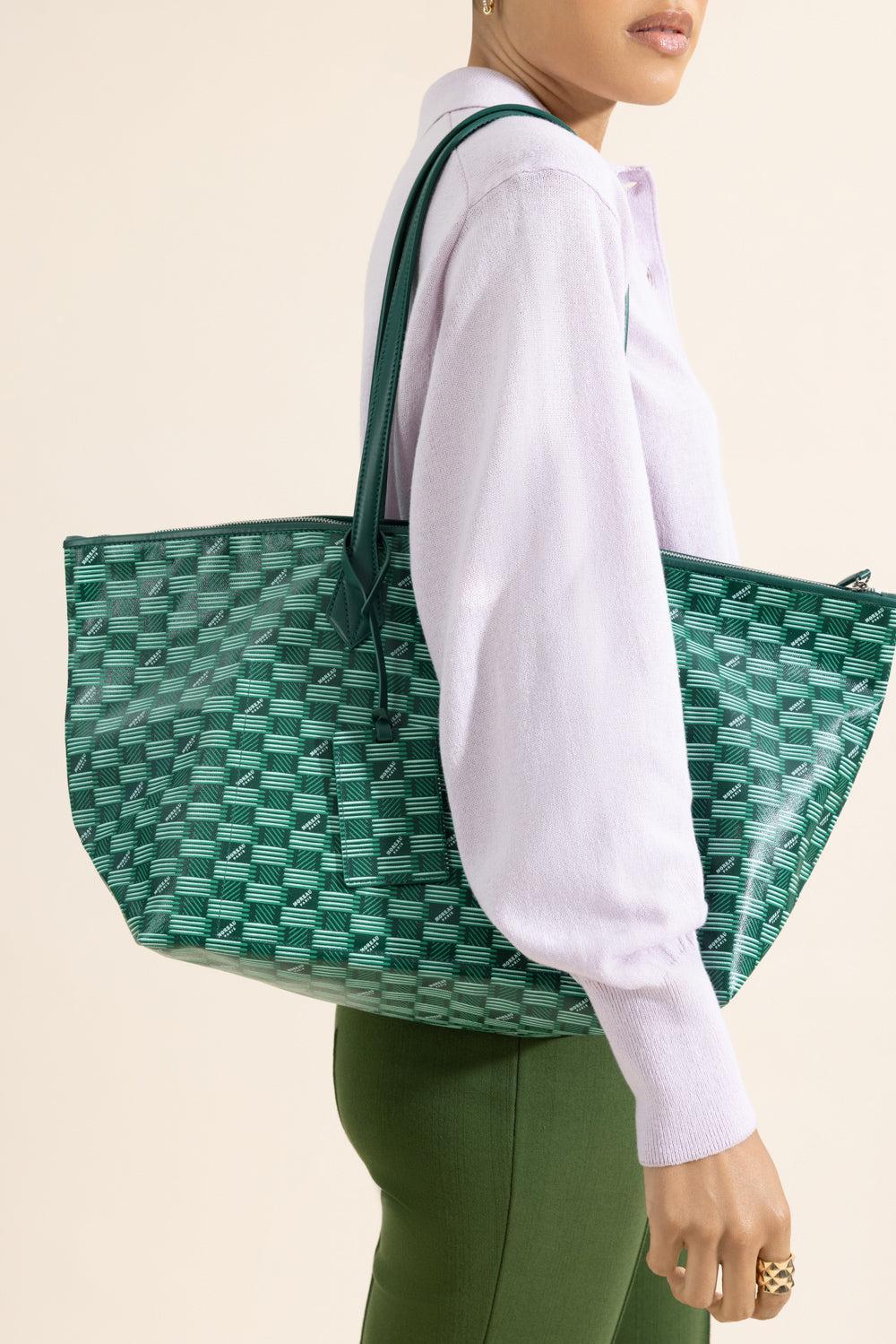 Louis Moreau Vogue Travel Tote - Green Natural-GREEN-HANDBAGTOTES-MOREAU