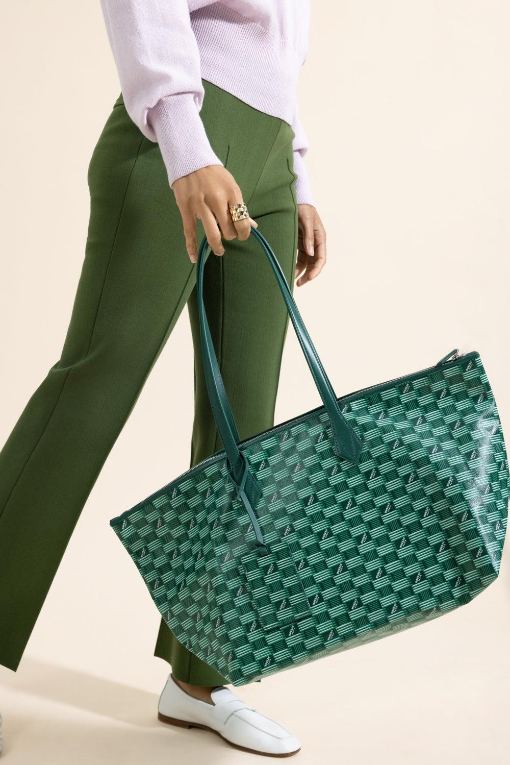 Louis Moreau Vogue Travel Tote - Green Natural-GREEN-HANDBAGTOTES-MOREAU