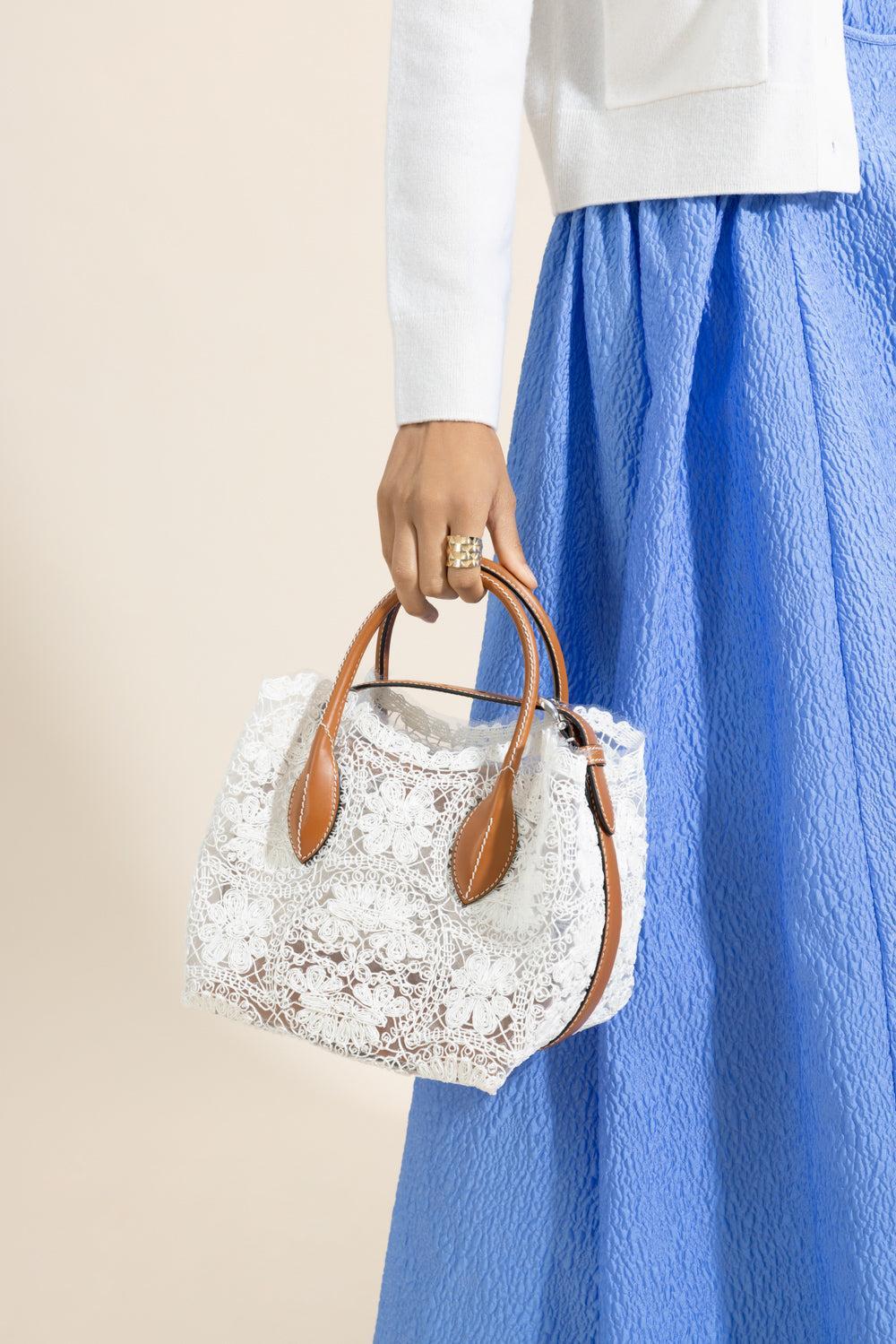 Margot Mini Lace Shopping Bag-WHITE-O/S-HANDBAGSHOULDER-ERMANNO SCERVINO