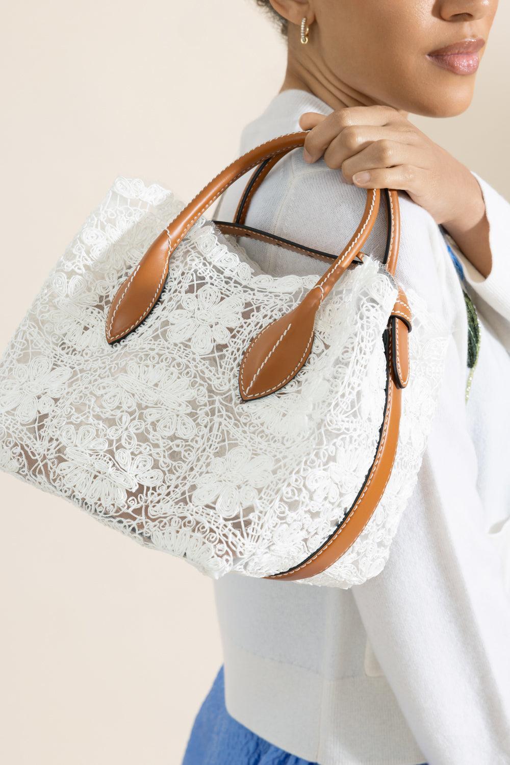 Margot Mini Lace Shopping Bag-WHITE-O/S-HANDBAGSHOULDER-ERMANNO SCERVINO