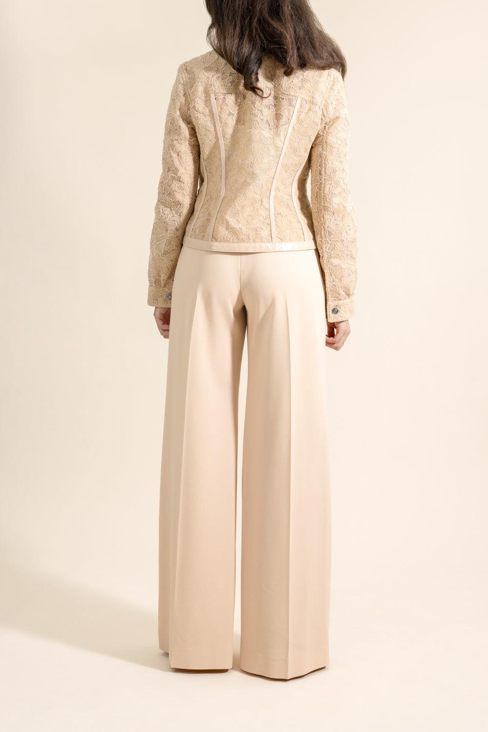 Wide Leg Pant - Toasted Almond-BROWN-40-CLOTHINGPANTWIDE LEG-ERMANNO SCERVINO