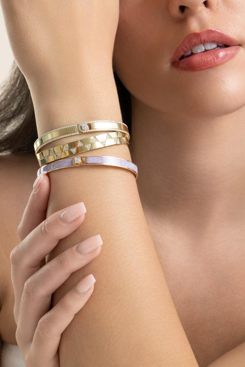 Diamond Purple Spectrum Bracelet-YELLOW GOLD-18-JEWELRYFINE JEWELBRACELET O-ALESSA JEWELRY