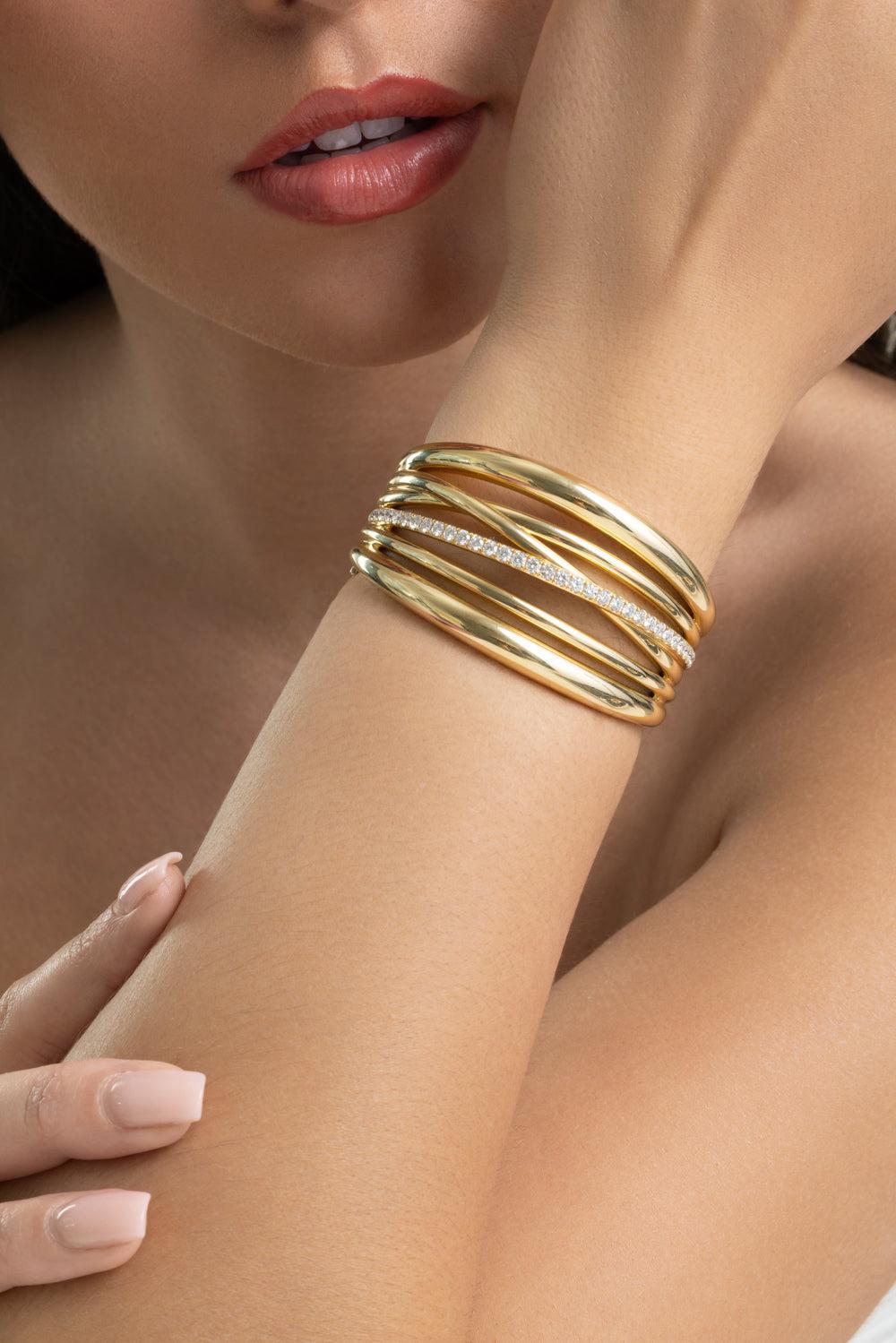 Diamond Accent Scribble Bracelet-YELLOW GOLD-JEWELRYFINE JEWELBRACELET O-SIDNEY GARBER