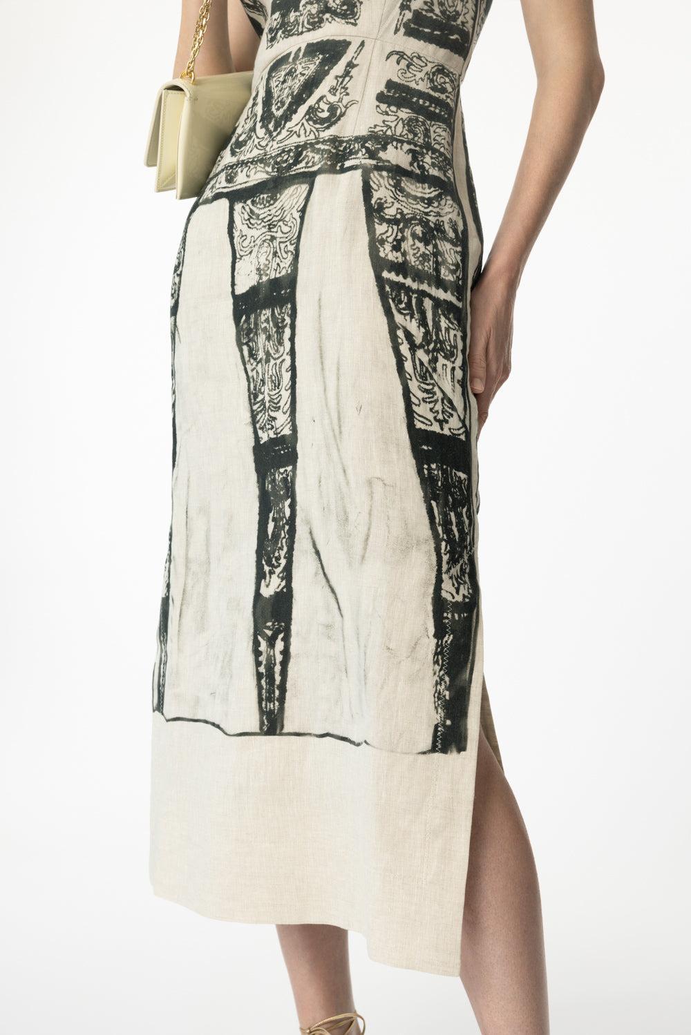 Sleeveless Midi Pencil Dress-MARGOT IMPRINT BLACK-2-CLOTHINGDRESSCASUAL-ERDEM