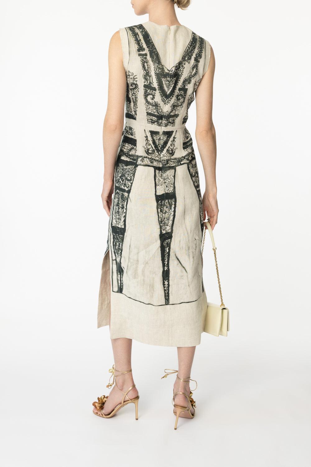 Sleeveless Midi Pencil Dress-MARGOT IMPRINT BLACK-2-CLOTHINGDRESSCASUAL-ERDEM