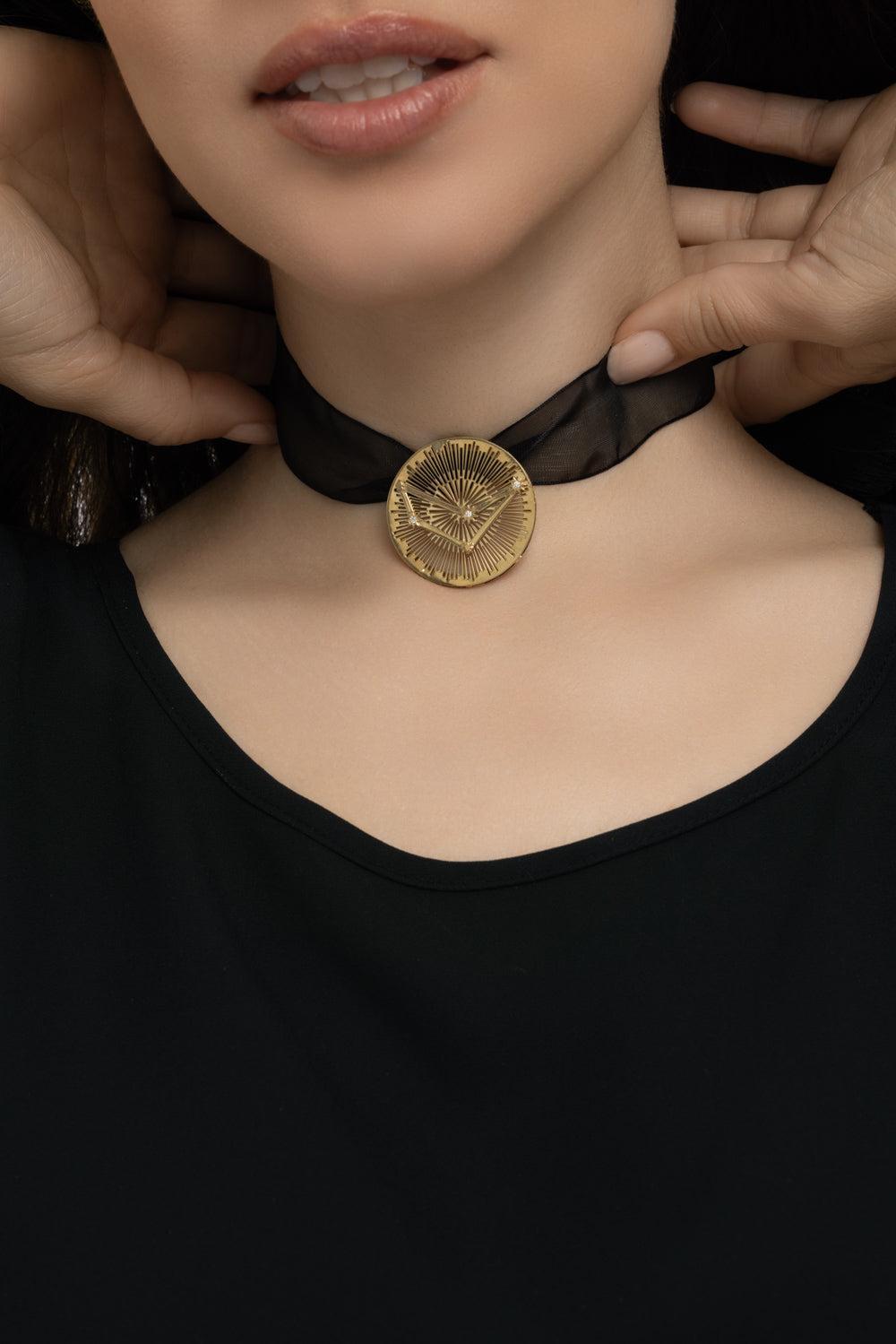 Capricorn Explosion Pendant-YELLOW GOLD-JEWELRYFINE JEWELPENDANT-CAROL KAUFFMANN