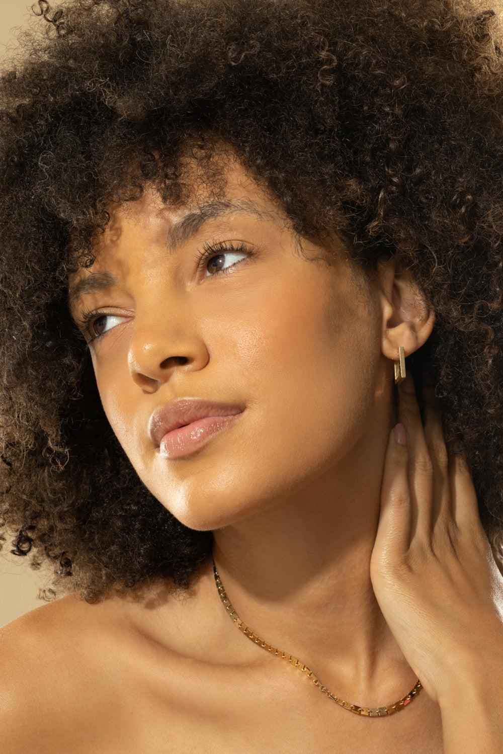 Small Square Foundation Hoops-YELLOW GOLD-JEWELRYFINE JEWELEARRING-CADAR