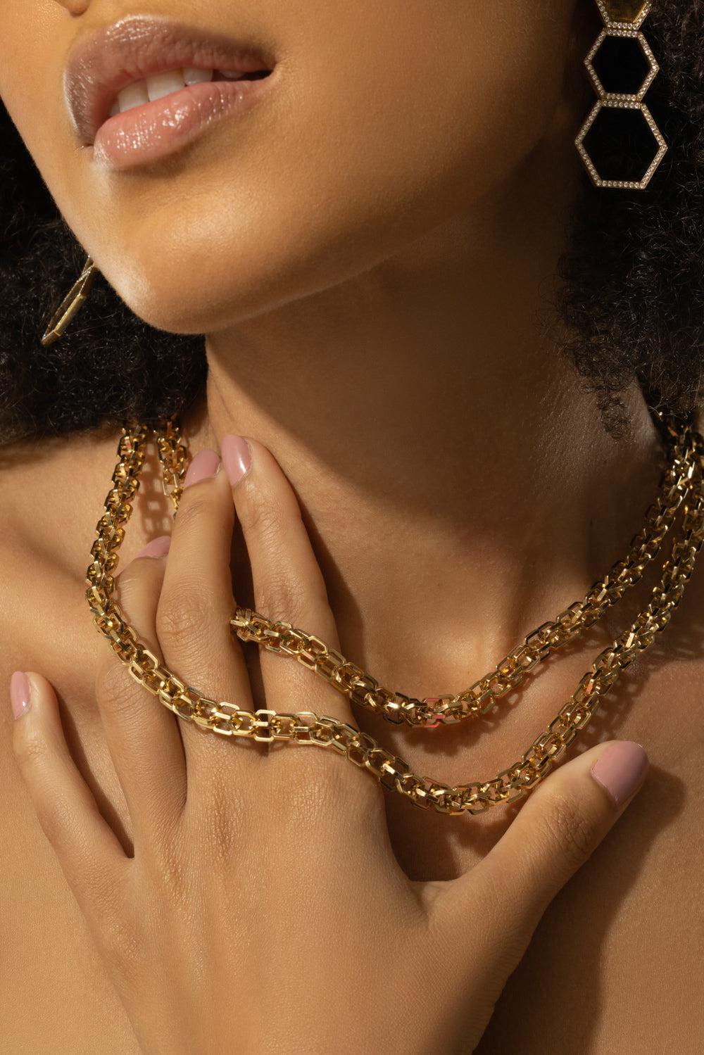 B Home Long Link Necklace-YELLOW GOLD-36-JEWELRYFINE JEWELNECKLACE O-CADAR