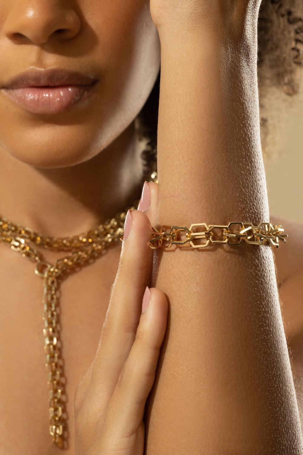 B Home Wide Link Bracelet-YELLOW GOLD-7-JEWELRYFINE JEWELBRACELET O-CADAR