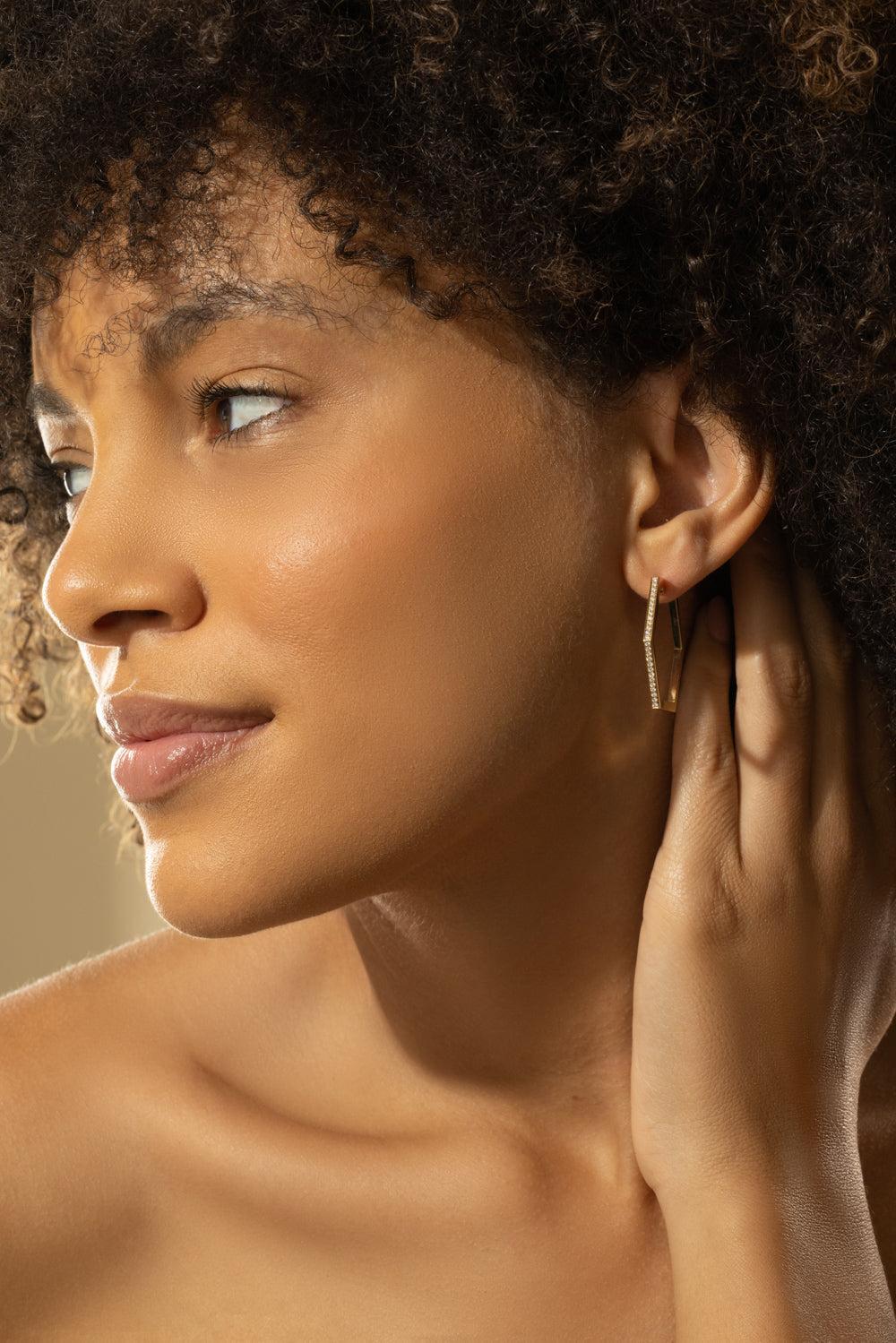 Medium B Home Hoop Earrings-YELLOW GOLD-JEWELRYFINE JEWELEARRING-CADAR