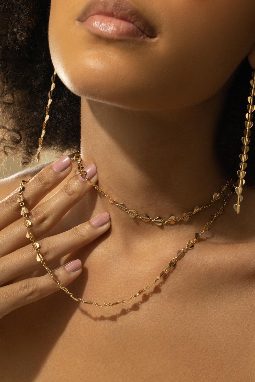 Long Wings Of Love Necklace-YELLOW GOLD-36-JEWELRYFINE JEWELNECKLACE O-CADAR